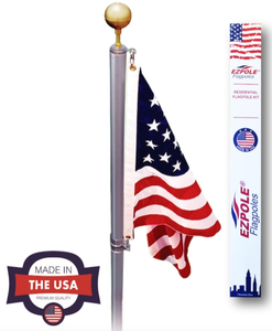 lot 75 image: New EZ Pole 21 ft Aluminum Flag Pole with Flag