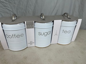 lot 108 image: New Elle Decor 3 Pc Metal Canister Set
