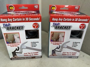 lot 123 image: 2 New Sets of Easy Install Curtain Rod Brackets