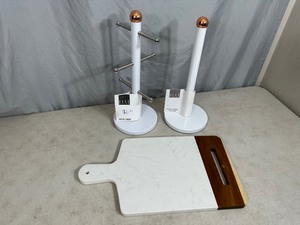 lot 120 image: New Mug Tree, Paper Towel Holder, Charcuterie Board