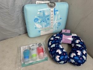 lot 214 image: New Travel Pillow, Neck Pillow. Travel Containers