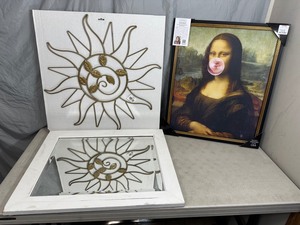 lot 256 image: New Metal Sun, Wall Mirror, Mona Lisa Print