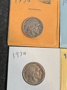 GROUP OF 4 US BUFFALO NICKELS 1930 1934 1935 1938