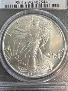 1986 AMERICAN SILVER EAGLE PCGS MS69