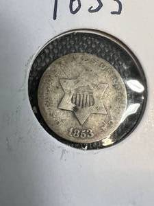 1853 US 3 CENT SILVER TRIME