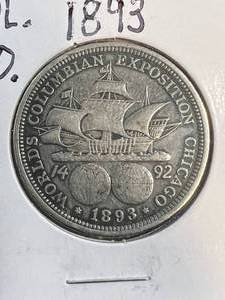 1893 US SILVER HALF DOLLAR CHICAGO WORLDS FAIR COLOMBIAN EXPO
