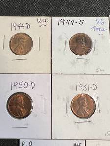 GROUP OF 8 US WHEAT CENTS 1944-1956