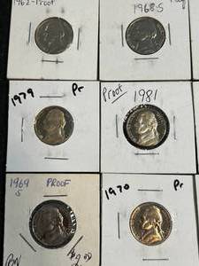 GROUP OF 10 PROOF JEFFERSON NICKELS 1962-1986