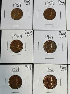 GROUP OF 10 PROOF LINCOLN CENTS 1957-1972