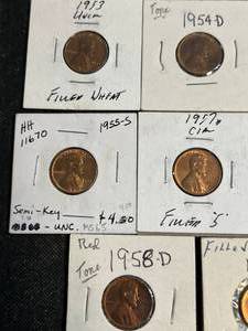 GROUP OF 8 US WHEAT CENTS 1953-1958