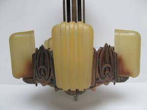 lot 30 image: Vintage 1930s Art Deco Slip Shade Hanging Lamp