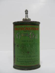 lot 32 image: Old Vintage 1930s era Lead Top WINCHESTER Advertising Gun Oil Can 