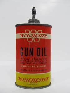 lot 33 image: Old Vintage 1930s era Lead Top WINCHESTER Advertising Gun Oil Can 