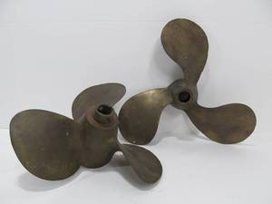 lot 54 image: 2 Antique Solid Brass Michigan Boat Propellers 