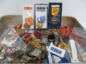 lot 94 image: Fantastic Large Lot of Old Military Medals, Buttons Badges etc