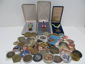 lot 109 image: Large Lot of Medallions Medals Special Edition Coins etc