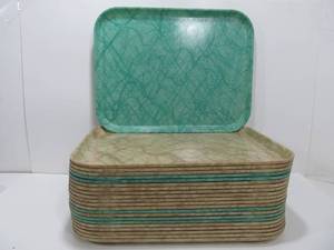 lot 131 image: LARGE Lot of Mid Century Cafeteria Style CAMTRAY Fiberglass Trays 