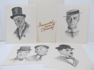 lot 133 image: Vintage Immortal Men of Comedy Art Print Folio