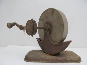 lot 140 image: Antique Hand Crank Grinding or Sharpening Wheel