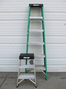 lot 142 image: KELLER 6 Fiberglass Ladder & 2 Stepladder 