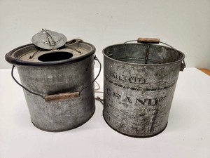 lot 246 image: Old Vintage Galvanized Metal Fishing Minnow Buckets