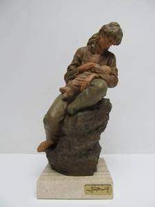 lot 180 image: Signed Vintage Mother & Child Sculpture by Joseph Bofill
