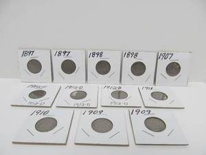 lot 188 image: Lot of 12 US Liberty Head V-Back Nickels