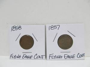 lot 191 image: 1857 & 1858 US Flying Eagle Cents
