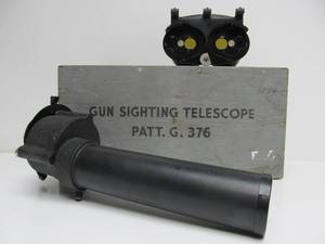 lot 198 image: Awesome Original WW2 era Gun Sighting Telescope wOriginal Wood Crate