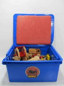 lot 215 image: Large Group of BRIO Wooden Trains & Accessories