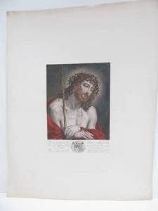 lot 236 image: Outstanding Early 19th Century Hand Colored Engraving #1 - Christ wCrown of Thorns