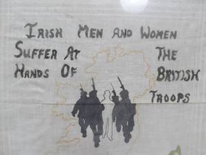 lot 321 image: Old Vintage Irish Folk Art Hand Made Protest Tapestry