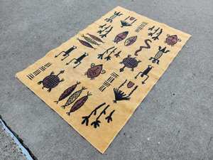 lot 346 image: Vintage French Made Wall Hanging or Tapestry - African Symbols 