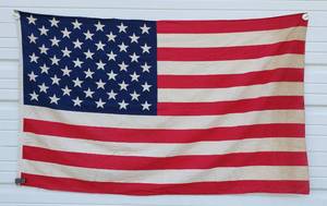 lot 221 image: Vintage Large 50 Star American Flag Cotton 56 x 34