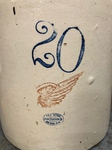lot 361 image: HUGE Antique 20 Gallon Red Wing Stoneware Crock