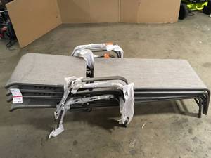 lot 7 image: 4 Chairs of StyleWell Mix and Match Sling Outdoor Patio Chaise Lounge in Riverbed Taupe   Customer Returns See Pictures