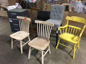 lot 9 image: Lot of Assorted Chairs and Storage Cabinet Various Models and Conditions Customer Returns See Pictures