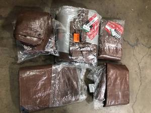 lot 12 image: Lot of Everbilt 16 ft. x 20 ft. BrownSilver Heavy Duty Tarp  Customer Returns See Pictures