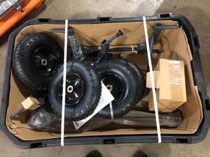 lot 39 image: GORILLA CARTS 7 cu. ft. Poly Yard Dump Cart   Customer Returns See Pictures