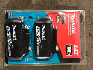 lot 43 image: Makita 18V LXT Lithium-Ion High Capacity Battery Pack 5.0 Ah with LED Charge Level Indicator (2-Pack)  Customer Returns See Pictures