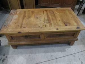 lot 78 image: Rustic 2-drawer Solid Wood Coffee table