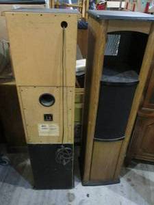 lot 85 image: Pair of (2) Wood dual purpose Tower speakers