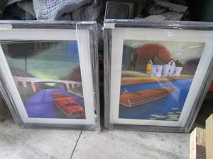 lot 95 image: Pair of (2) new framed and matted prints