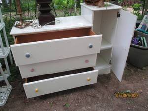 lot 155 image: cupboard style door and dresser with diaper changing station
