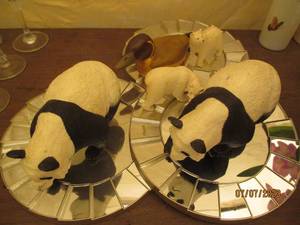 lot 222 image: Panda and Polar Bear figurines