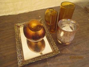 lot 234 image: Brass and Amber toned bubble glass
