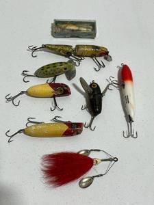 lot 7 image: Amazing Vintage Fishing Lures Lot - HEDDON Crazy-Crawler, Rapala, Jitterbug, and More