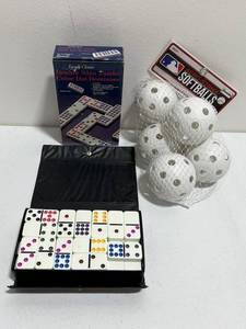 lot 40 image: Toy Lot - Dominos and Wiffle Balls