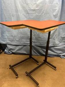 lot 43 image: Lot of 2 Sunrise Medical Automatic Overbed Tables EO44 with Mini Compartment and Mirror