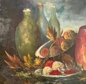 lot 62 image: Original Oil on Canvas Framed Still Life Painting